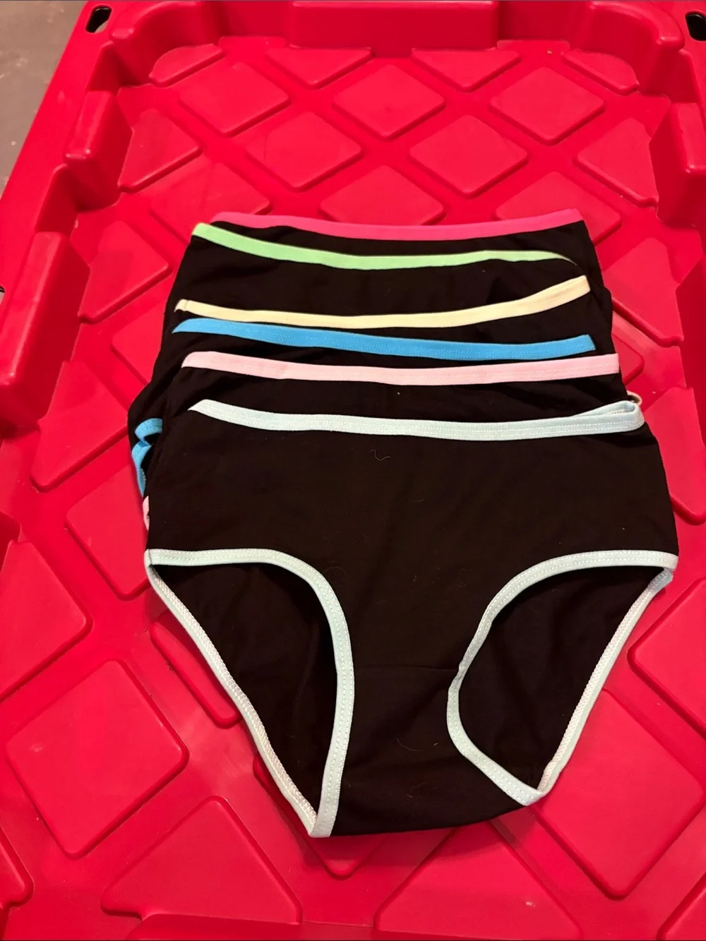 Girls' Black Bikini Briefs with Pastel Trim - Pack of 4